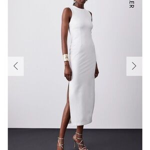 Karen Millen Ponte Crew Neck Maxi Dress White